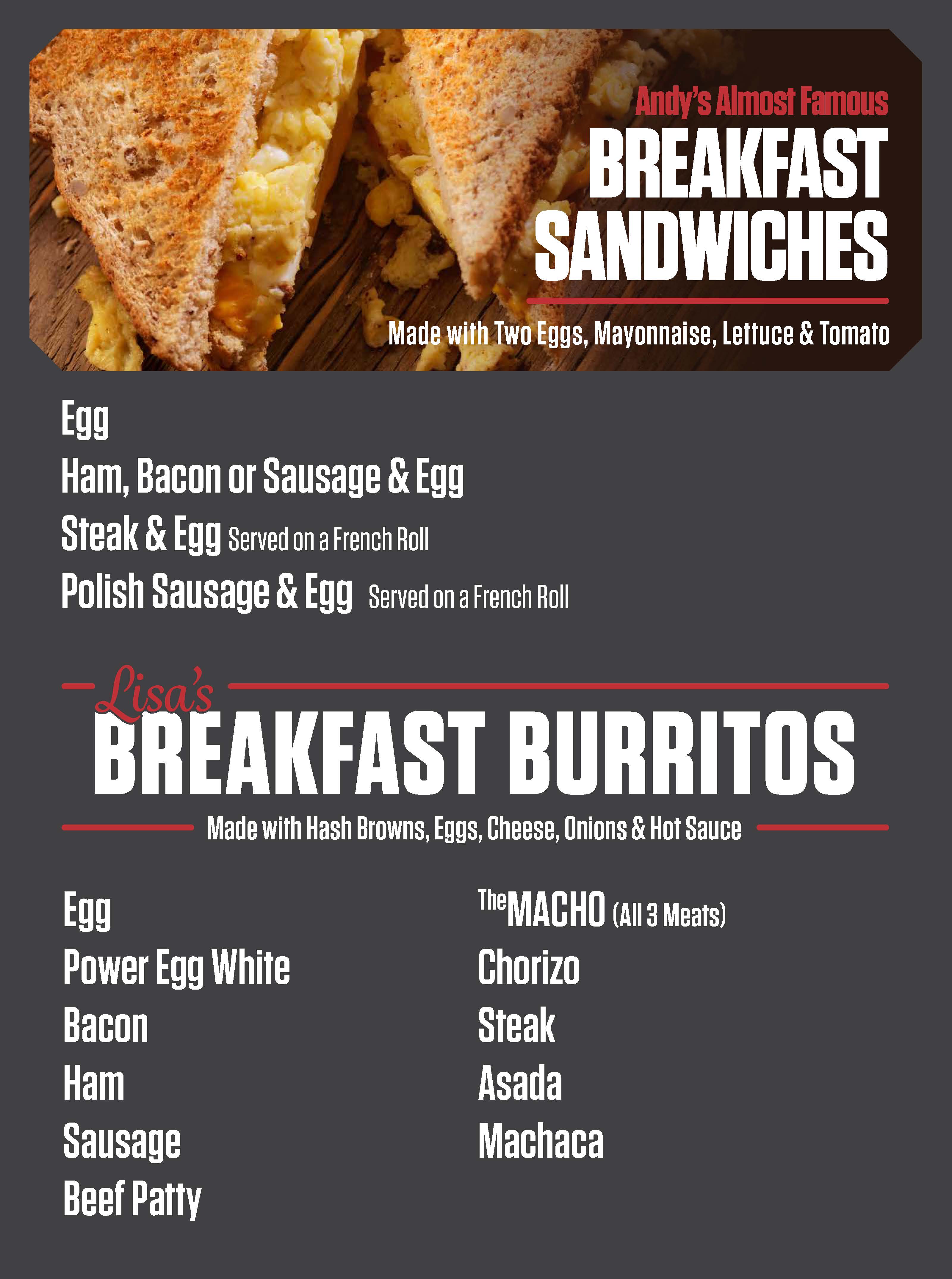 Andy's #4 Menu Andy's #4 Menu