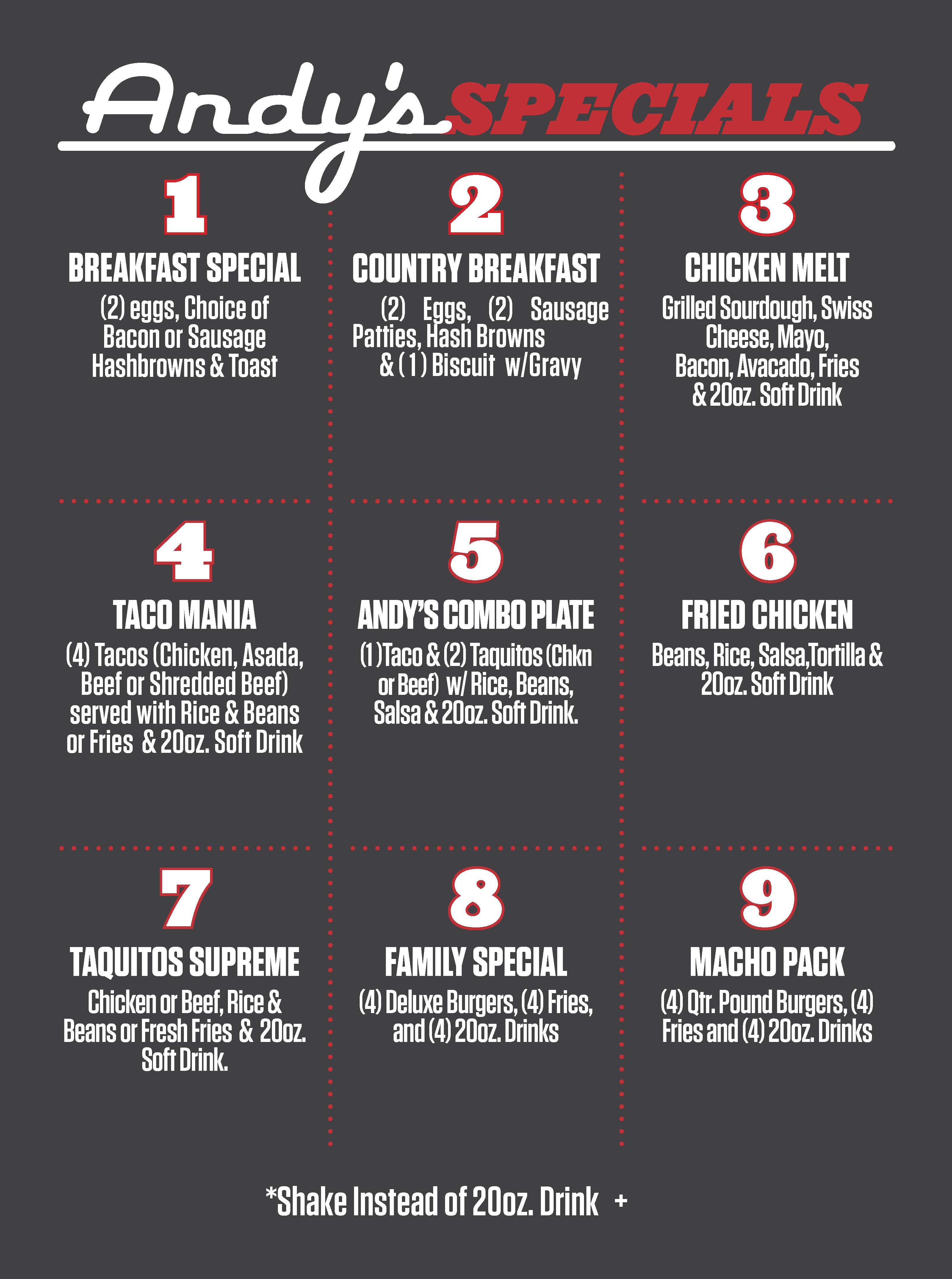 Andy's #4 Menu Andy's #4 Menu